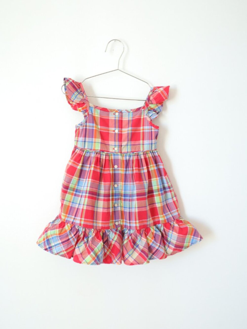 Pre-loved Ralph Lauren Red Plaid Frilled Sleeve Dress / 2-3T